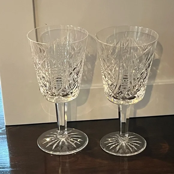 2 Waterford Water Goblets Crystal Clare (Cut) Pattern